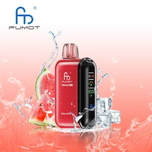 Randm Tornado 20000 Puffs dual mesh vape with digital screen on red background