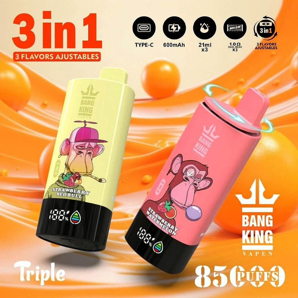 Bang King Triple 85000-85K 3-in-1 Einweg-Vape Lemaga Bang King Triple 85000 Puffs 3-in-1 Disposable Vape 85K Puffs Wholesale