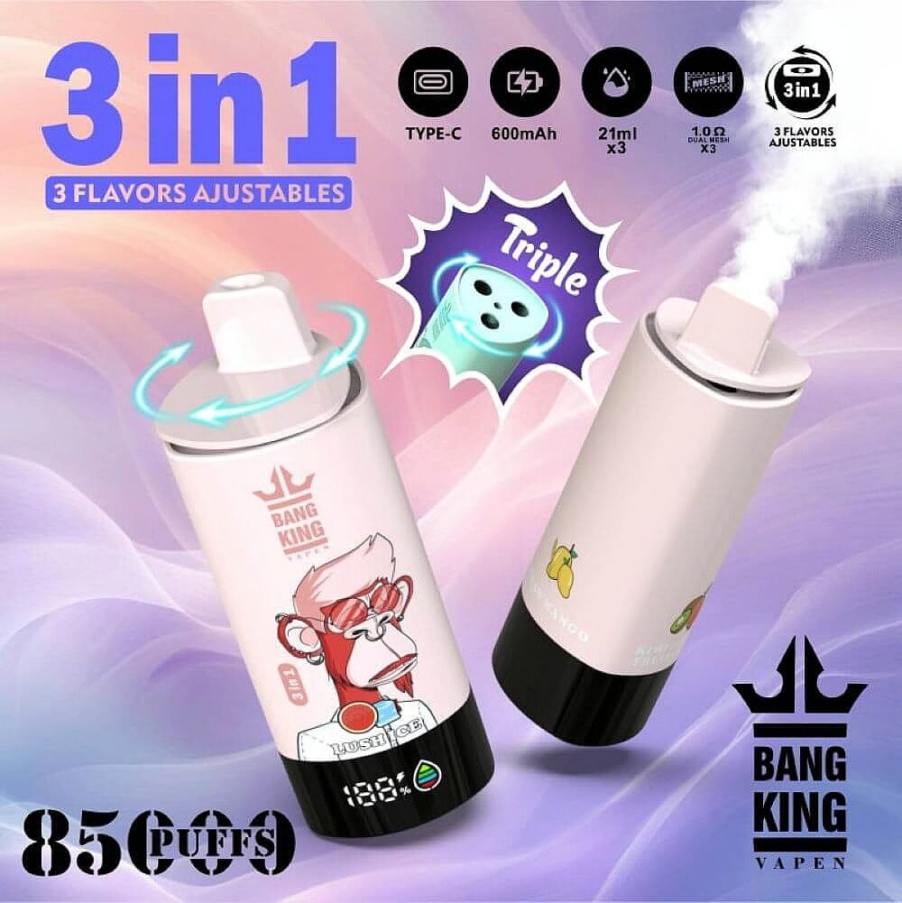 Bang King Triple 85000-85K 3-in-1 Einweg-Vape Lemaga Bang King Triple 85000 Puffs 3-in-1 Disposable Vape 85K Puffs Wholesale