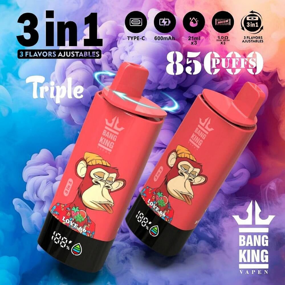 Bang King Triple 85000-85K 3-in-1 Einweg-Vape Lemaga Bang King Triple 85000 Puffs 3-in-1 Disposable Vape 85K Puffs Wholesale